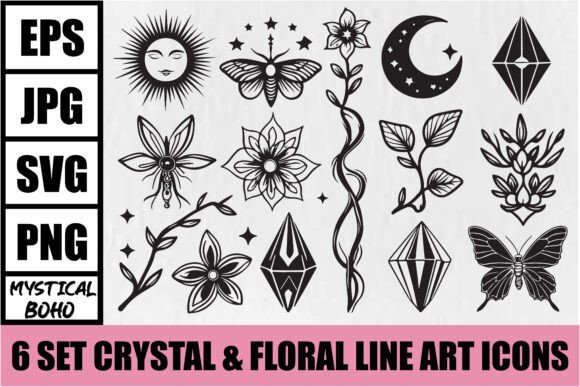 Download Mystical Boho Crystal Floral Icons - Mystical Collection