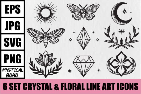 Download Mystical Boho Crystal Floral Icons - Mystical Collection